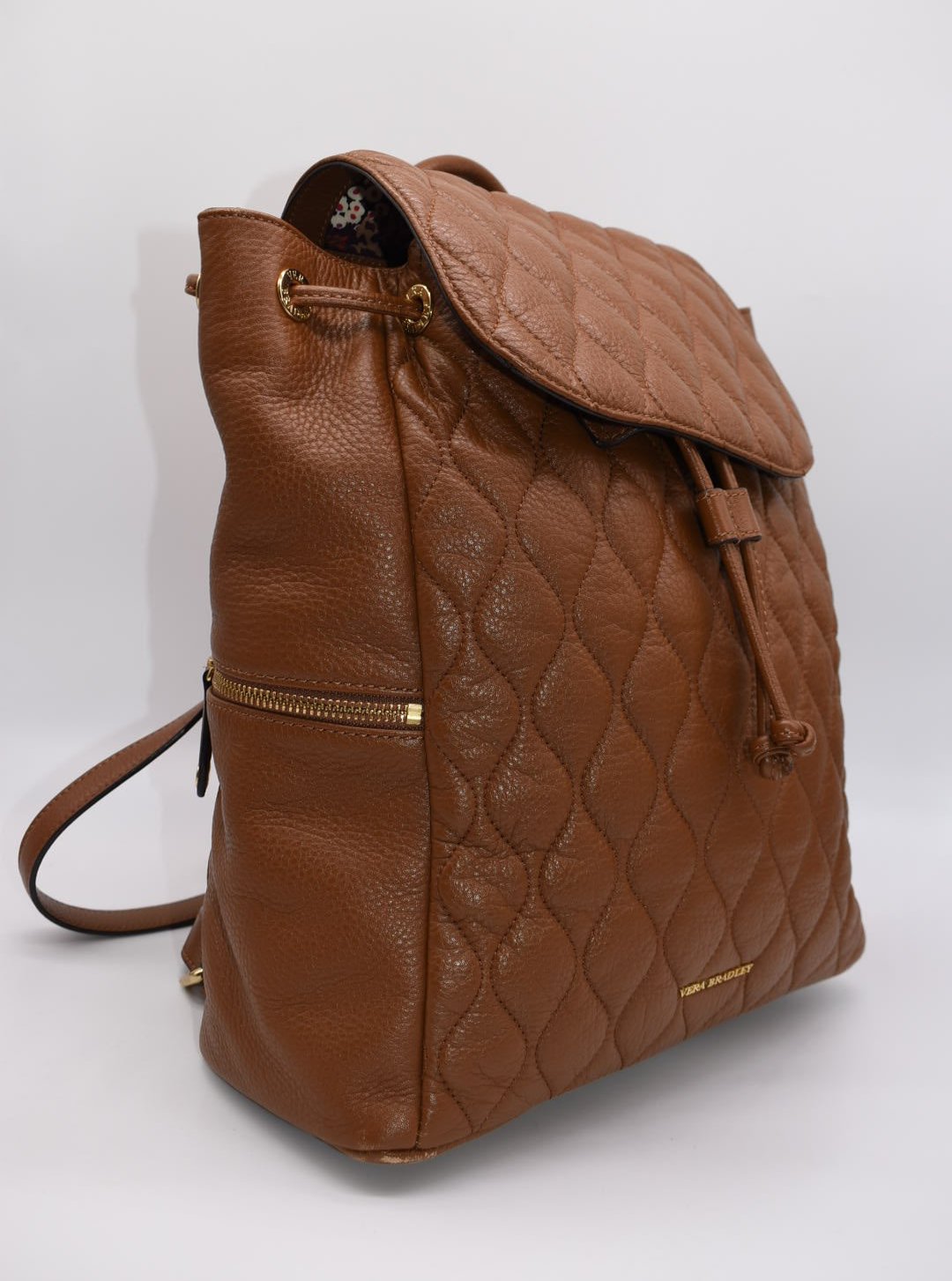 Vera Bradley Quilted Leather Amy Backpack in Cognac