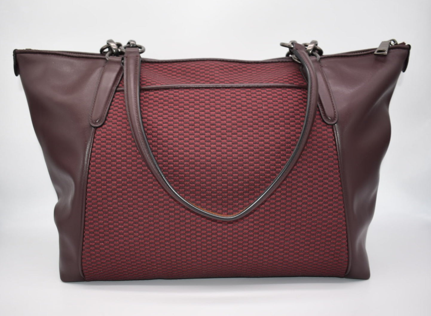 Coach Ava Tote Bag in Legacy Jacquard Oxblood