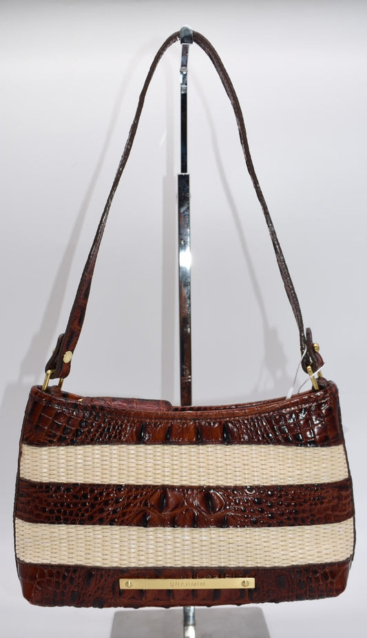 Brahmin Lorelei Shoulder Bag in Pecan Raffia Vineyard