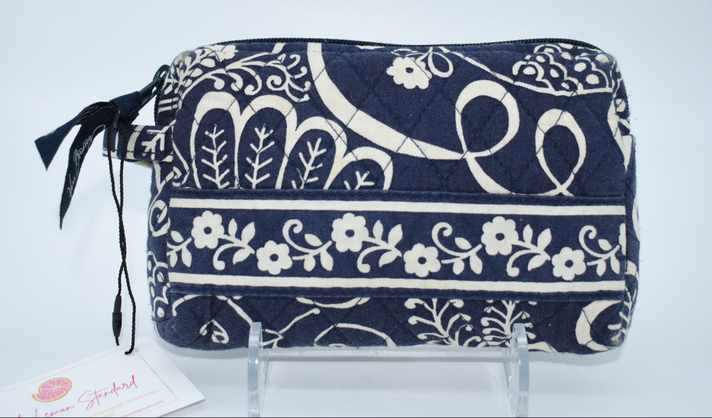 Vera Bradley Small Cosmetic Bag in "Twirly Bird Navy " Pattern