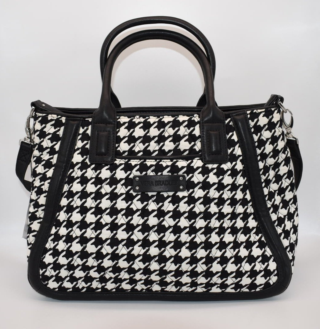 Vera Bradley Trimmed Trapeze Satchel Bag in Houndstooth Pattern