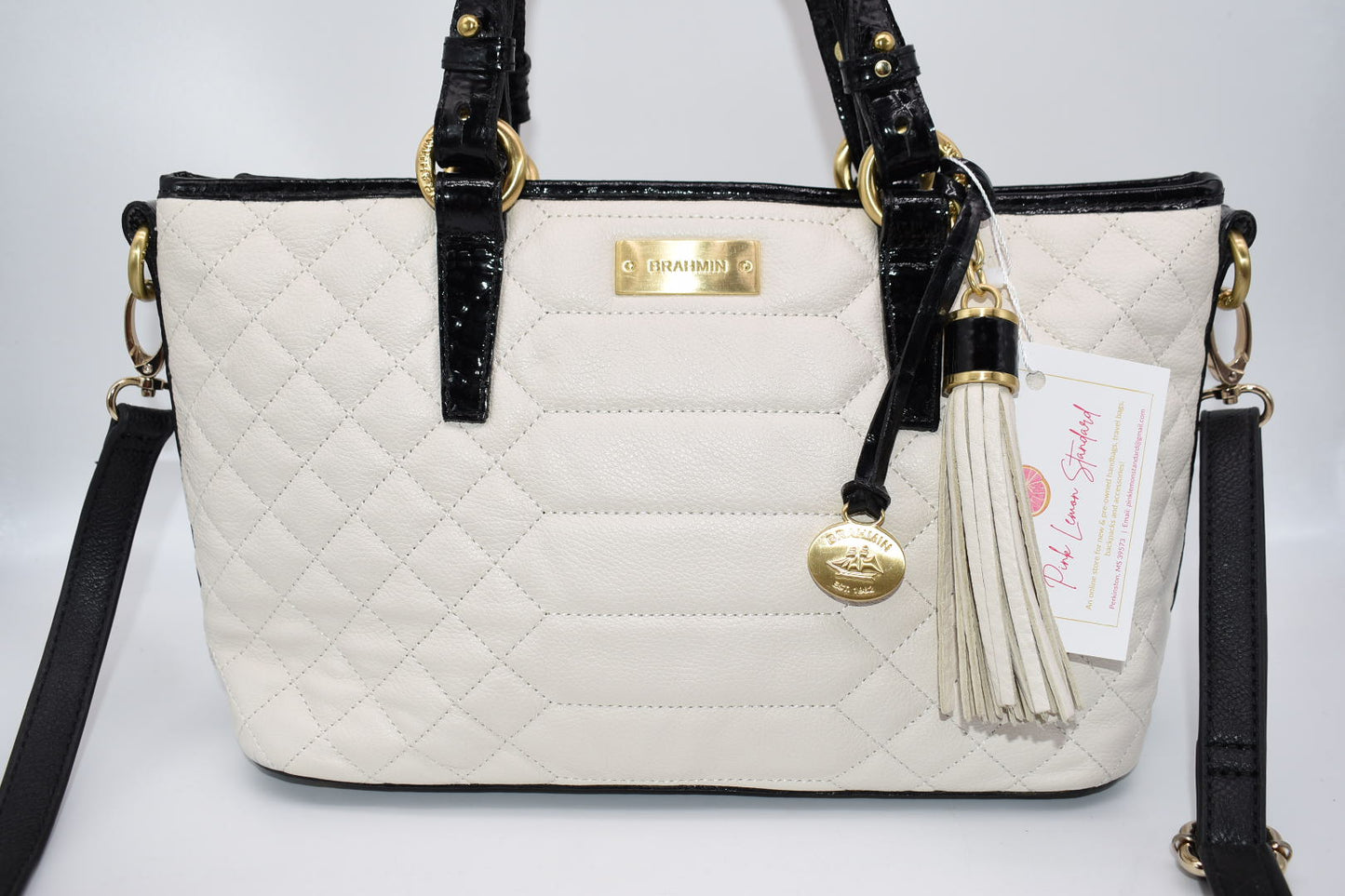 Brahmin Mini Asher Satchel Bag in Creme Florentine