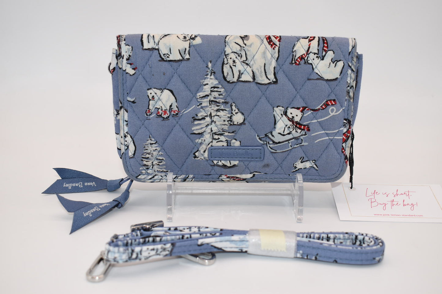 Vera Bradley RFID 3 in 1 Crossbody Bag in "Beary Merry Cool Blue" Pattern