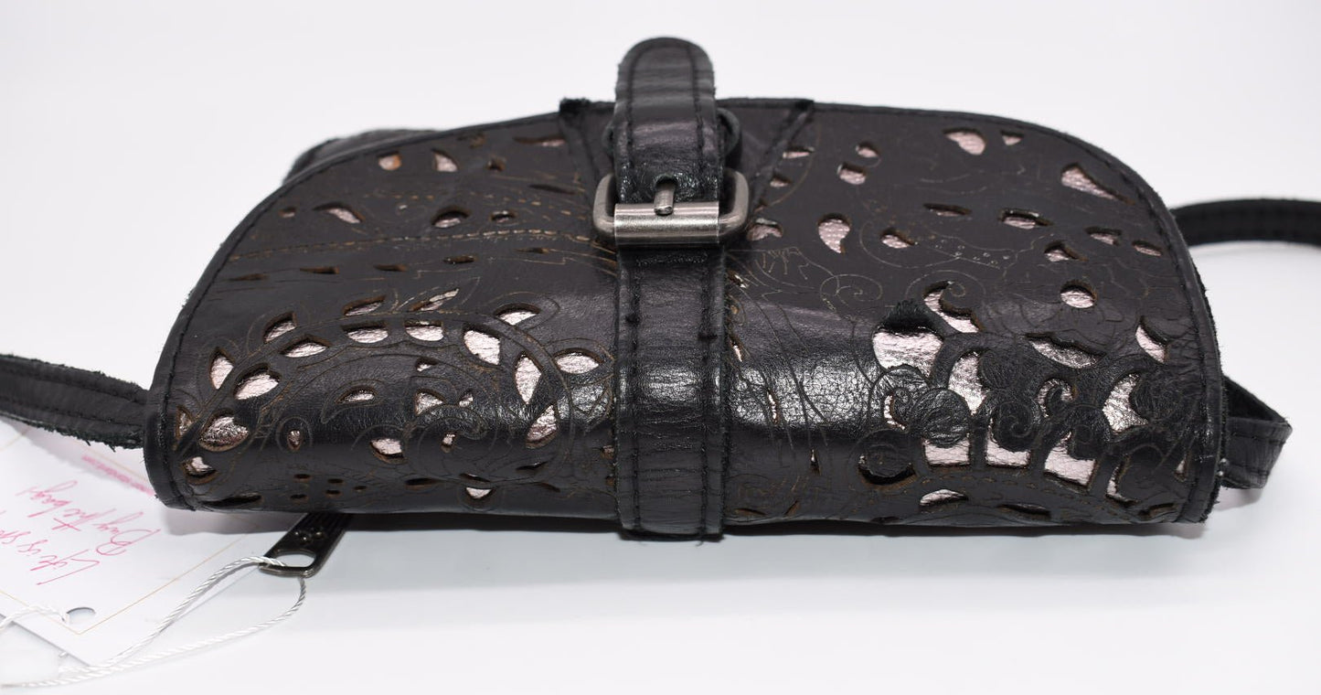 Patricia Nash Torri Tooled Leather Crossbody Bag in Black