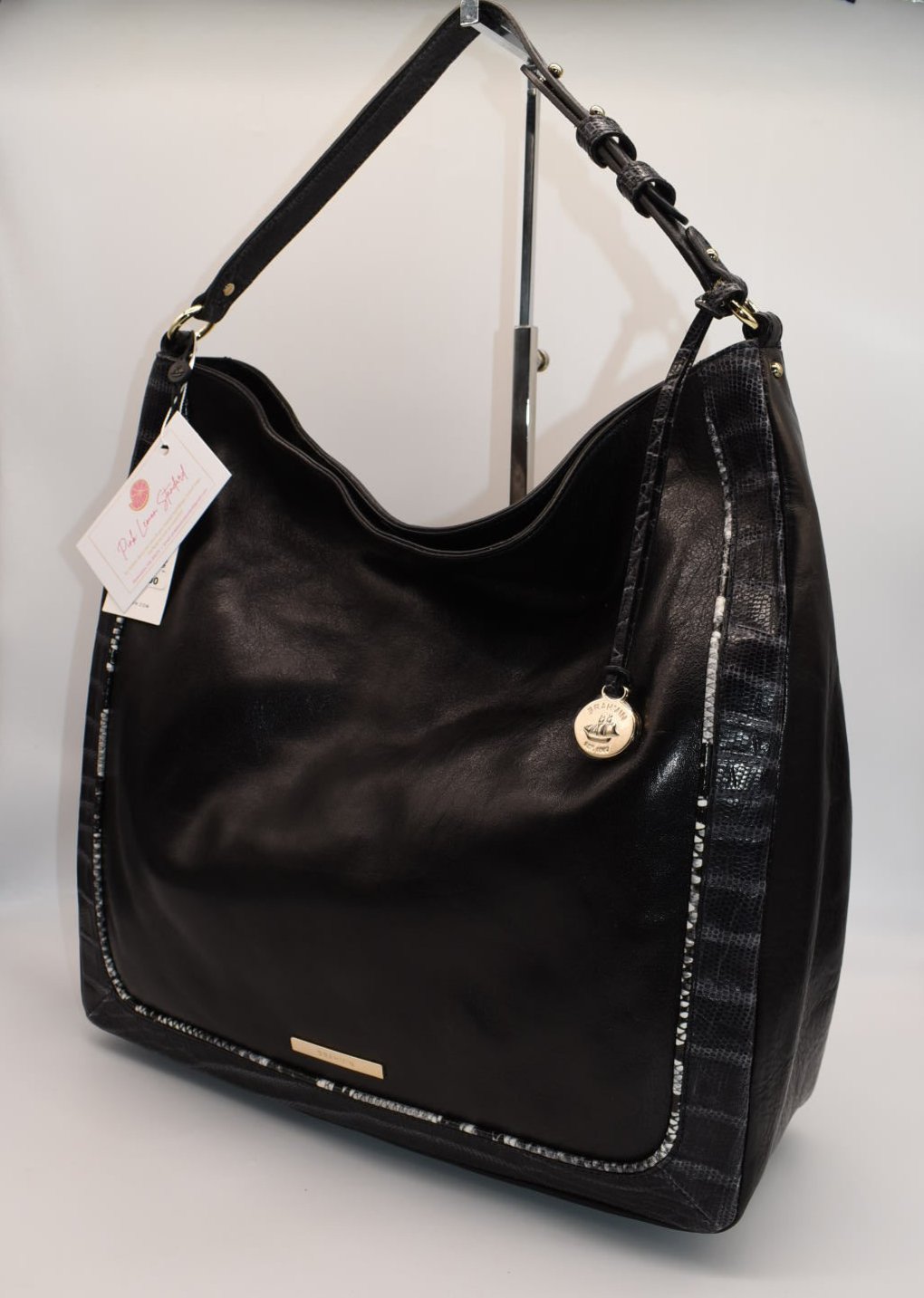 Brahmin Isabella Shoulder Bag in Black Stonington