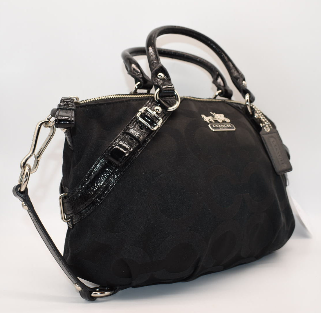 Coach Sophia Op Art Satchel Bag in Black