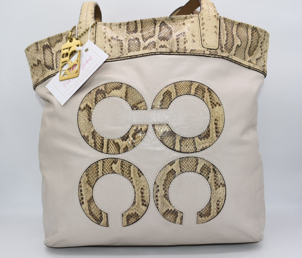 Coach Audrey Slim Tote Bag in Cream & Python