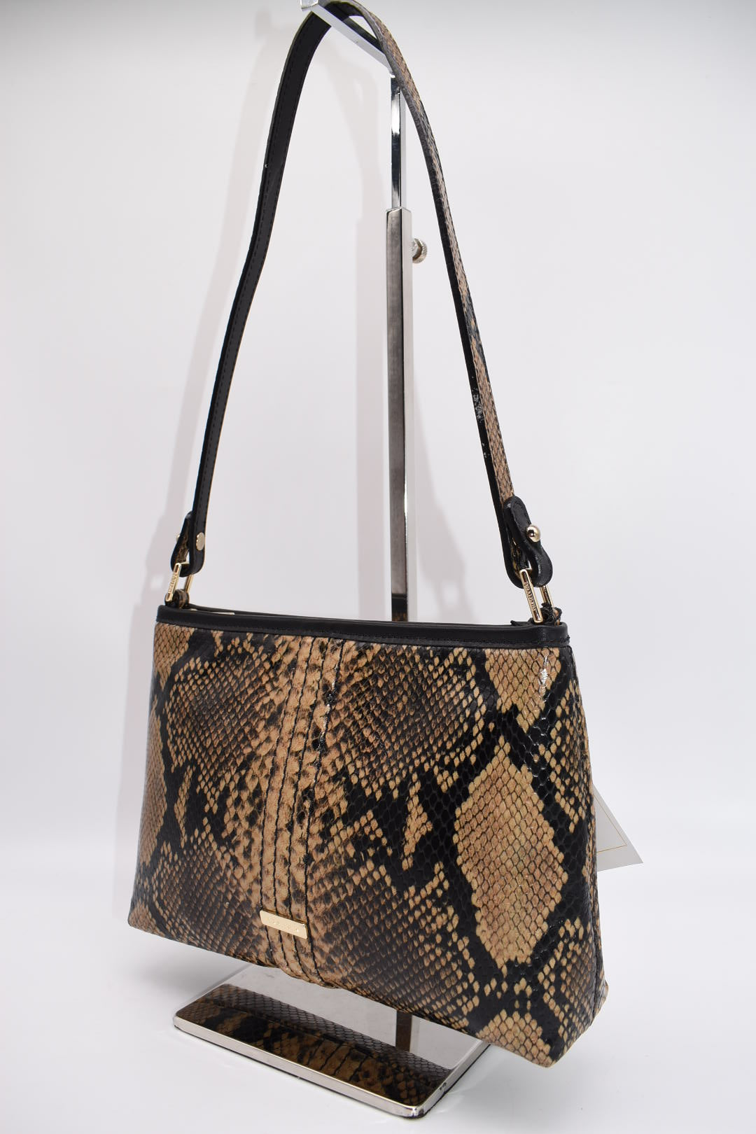 Brahmin Lorelei Python Embossed Leather in "Coffee Felix"