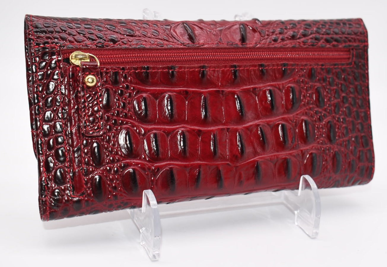 Brahmin Soft Checkbook Wallet in Crimson Melbourne