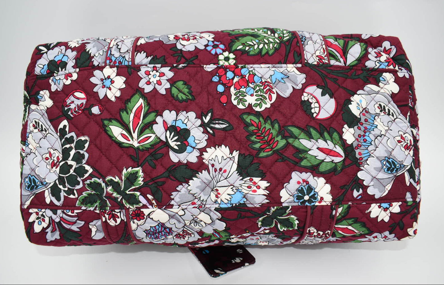 Vera Bradley Small Duffel Bag & Luggage Tag in "Bordeaux Blooms" Pattern