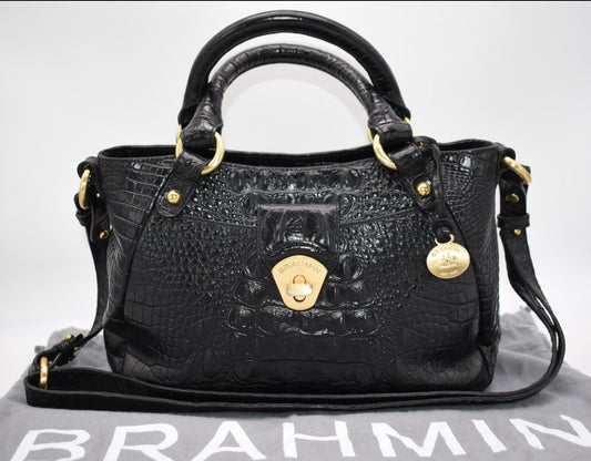 Brahmin Claudia Satchel Bag in Black Melbourne