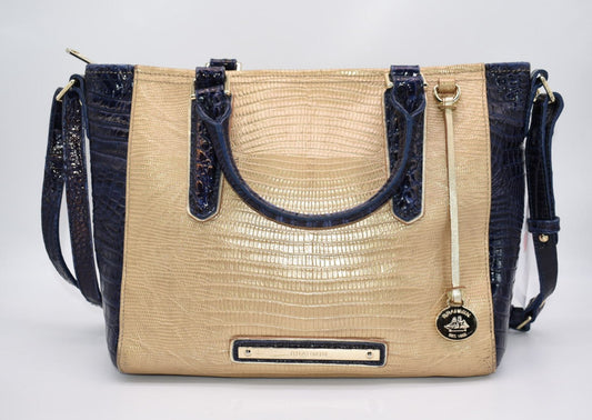 Brahmin Mini Arno Satchel Bag in Pharaoh Lizard Tri-texture