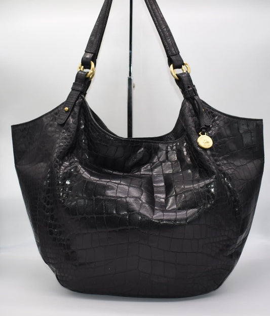 Brahmin Large Jackie Shoulder Bag in Black Scales