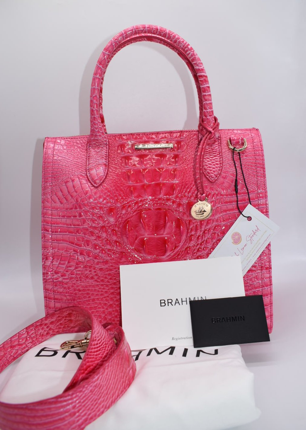 Brahmin Caroline Satchel Bag in Pink Cosmo Melbourne