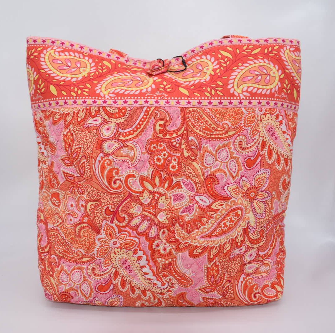 Vera Bradley Cotton Tote Bag in "Sherbet" Pattern