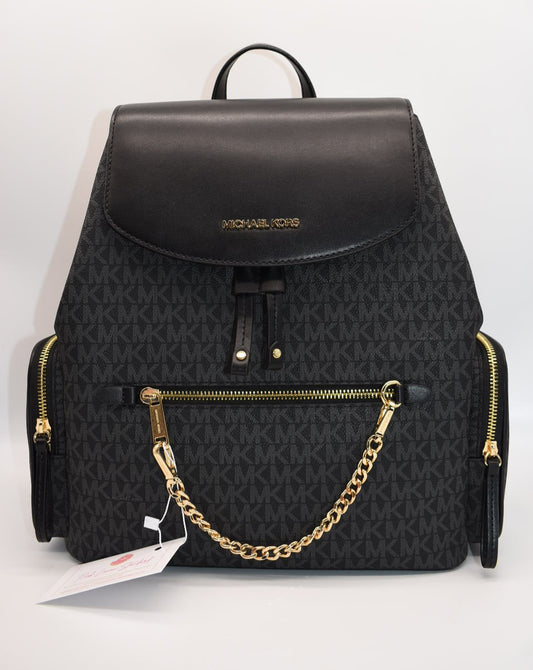 Michael Kors Jet Set Large Chain Logo Backpack in Black