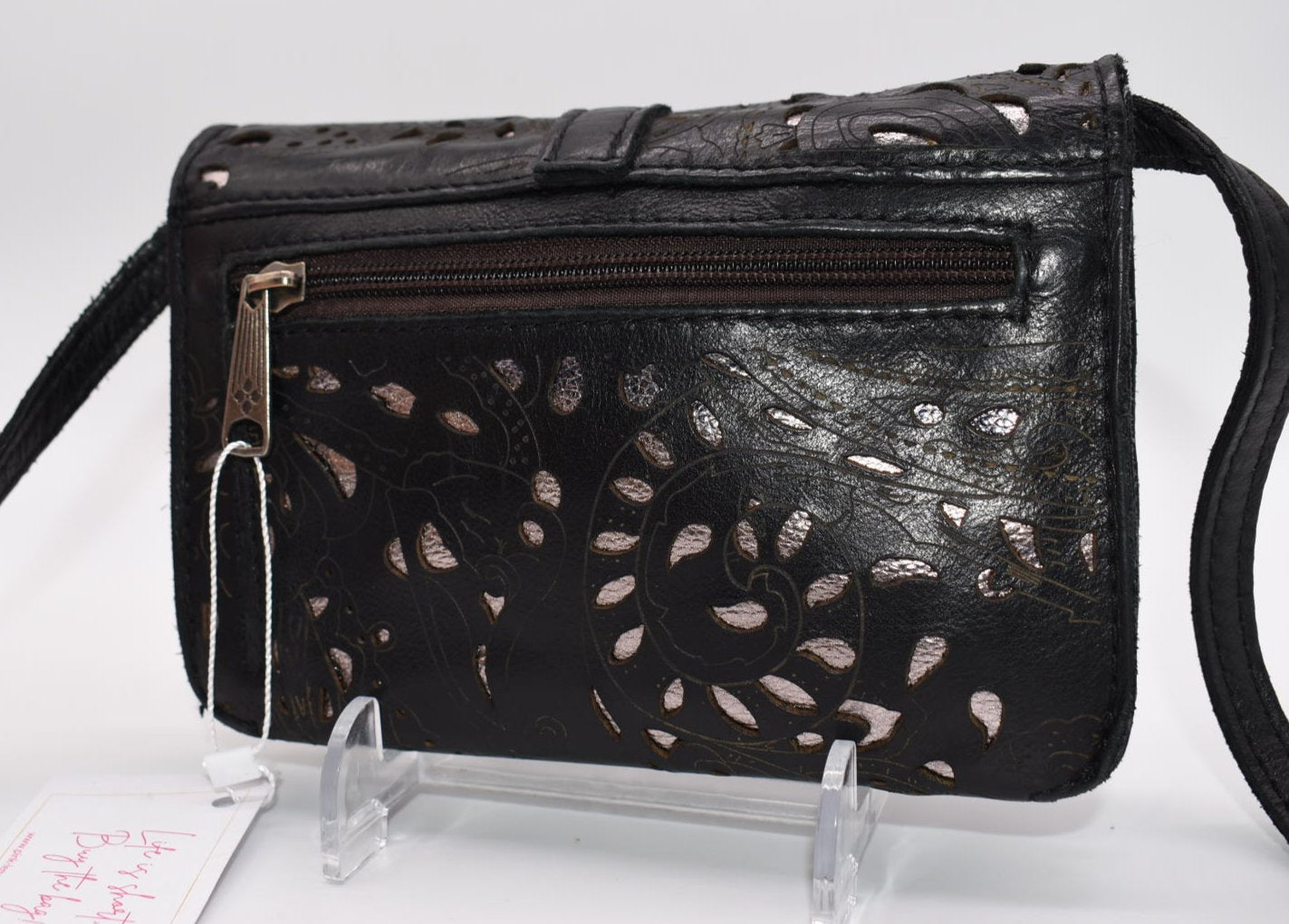 Patricia Nash Torri Tooled Leather Crossbody Bag in Black