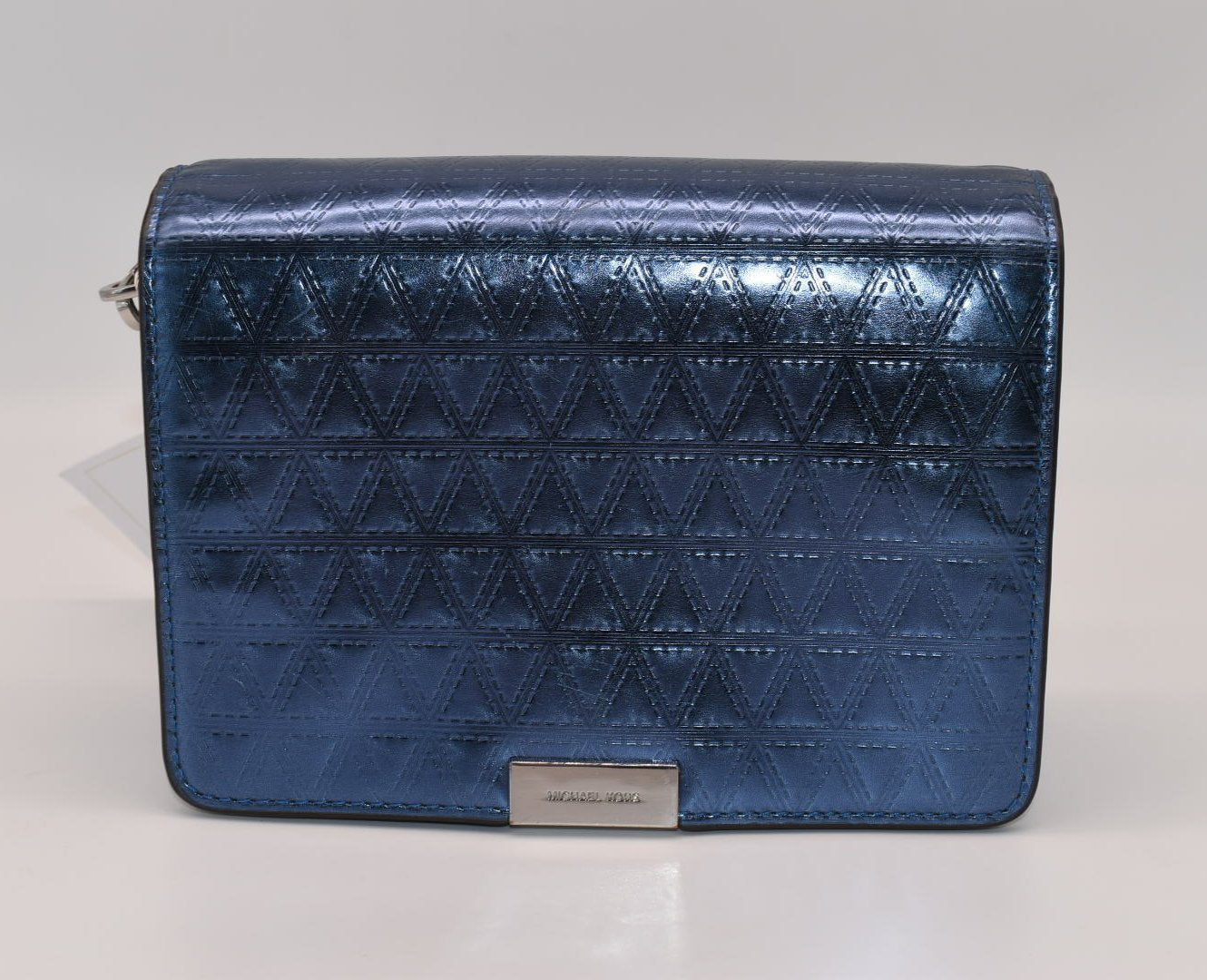 Michael Kors Jade Medium Gusset Clutch-Chain Crossbody in Steel Blue