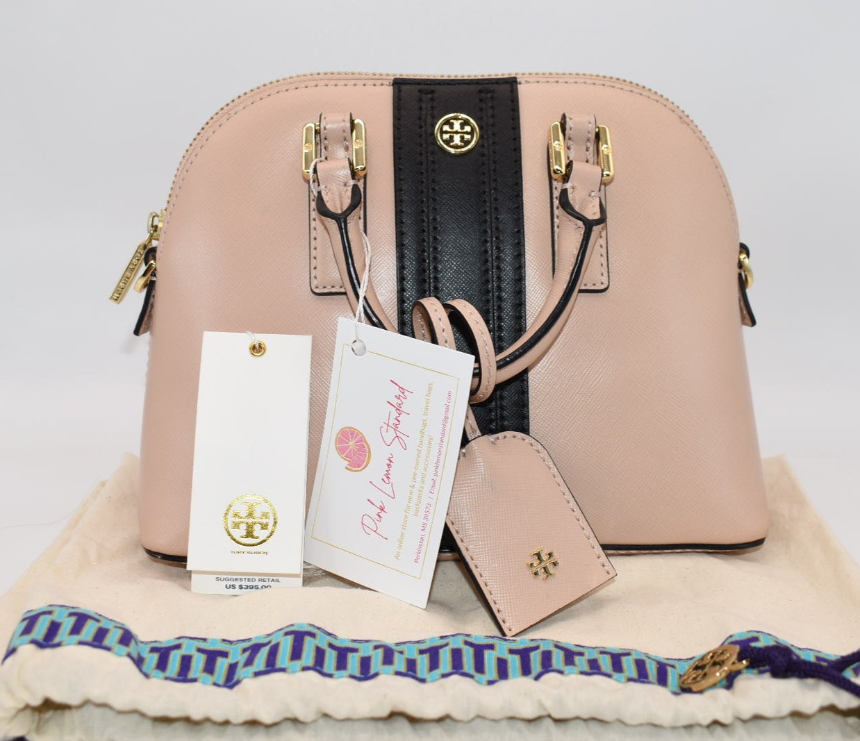 Tory Burch Robinson Stripe Mini Dome Bag