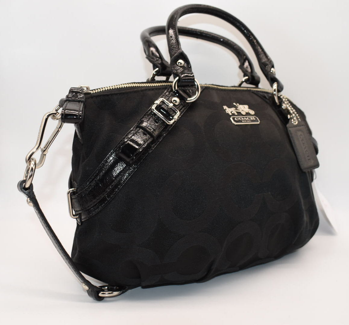 Coach Sophia Op Art Satchel Bag in Black