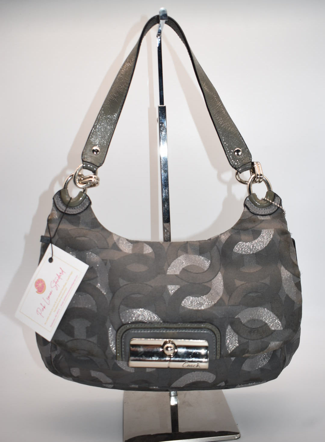 Coach Kristin Signature C Shoulder Bag in Metallic Gray