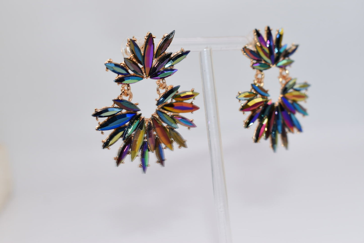 Statement Earrings: Crown & Gown Rhinestone - Multicolor Earrings