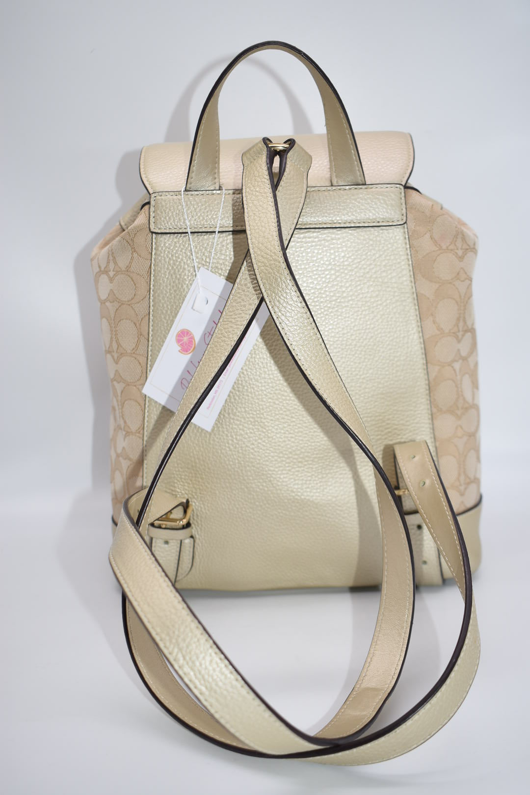 Coach Dempsey Drawstring Backpack in Signature Jacquard Stripe Coac Pink Lemon Standard