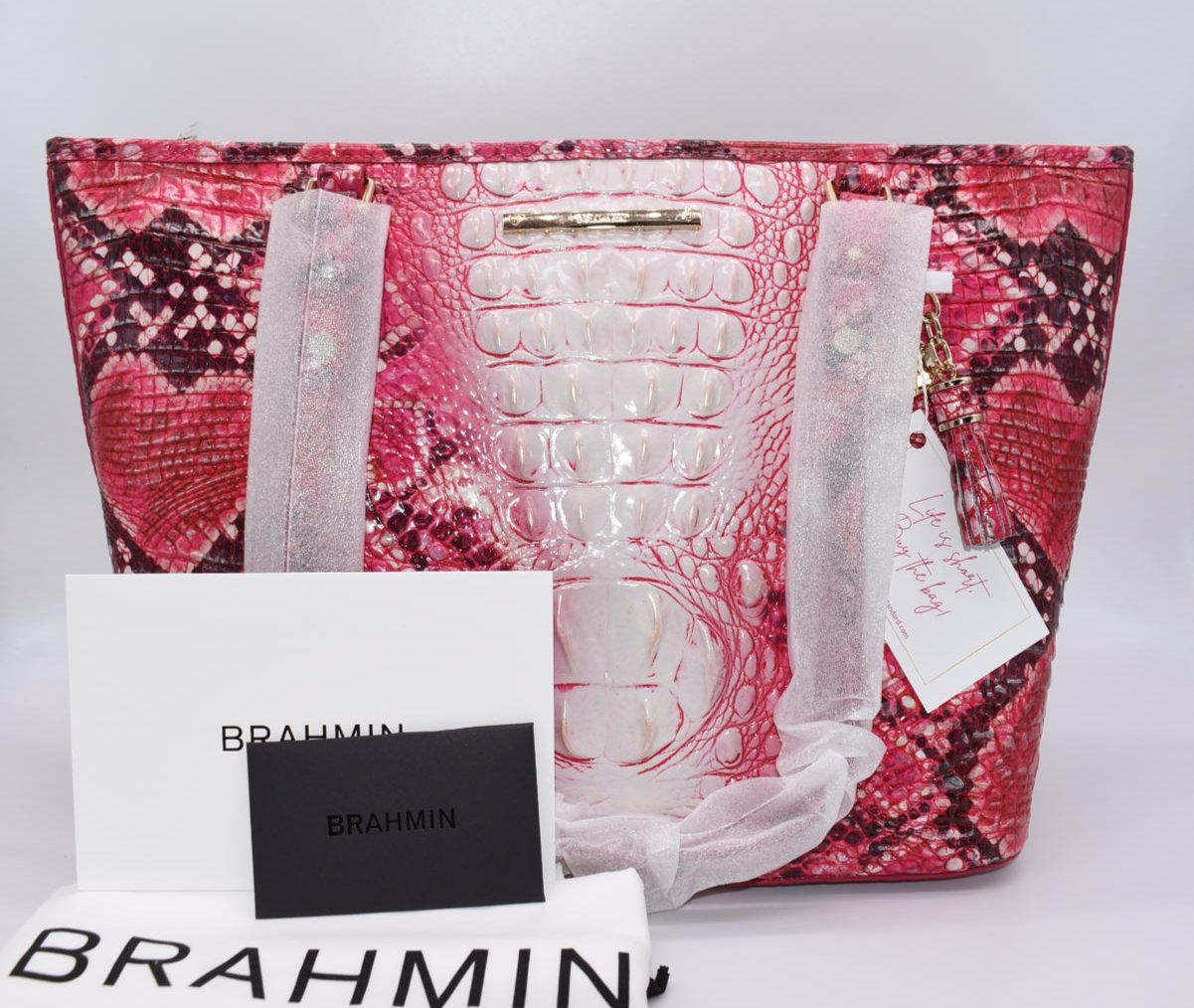 Brahmin Medium Asher Tote Bag in Crown of Hearts Ombre Melbourne