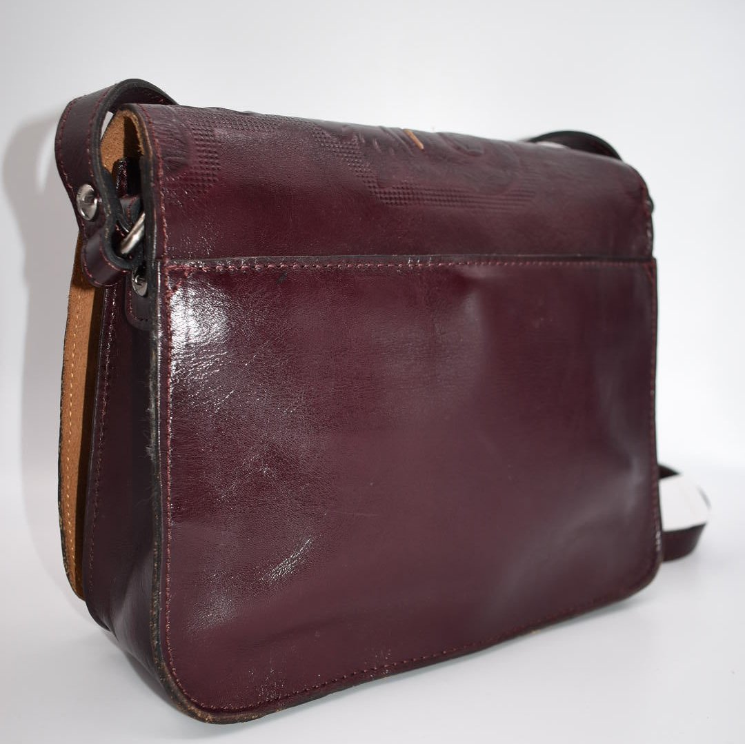 Patricia Nash Ilina Cut Out Tooled Leather Flap Crossbody in Plum