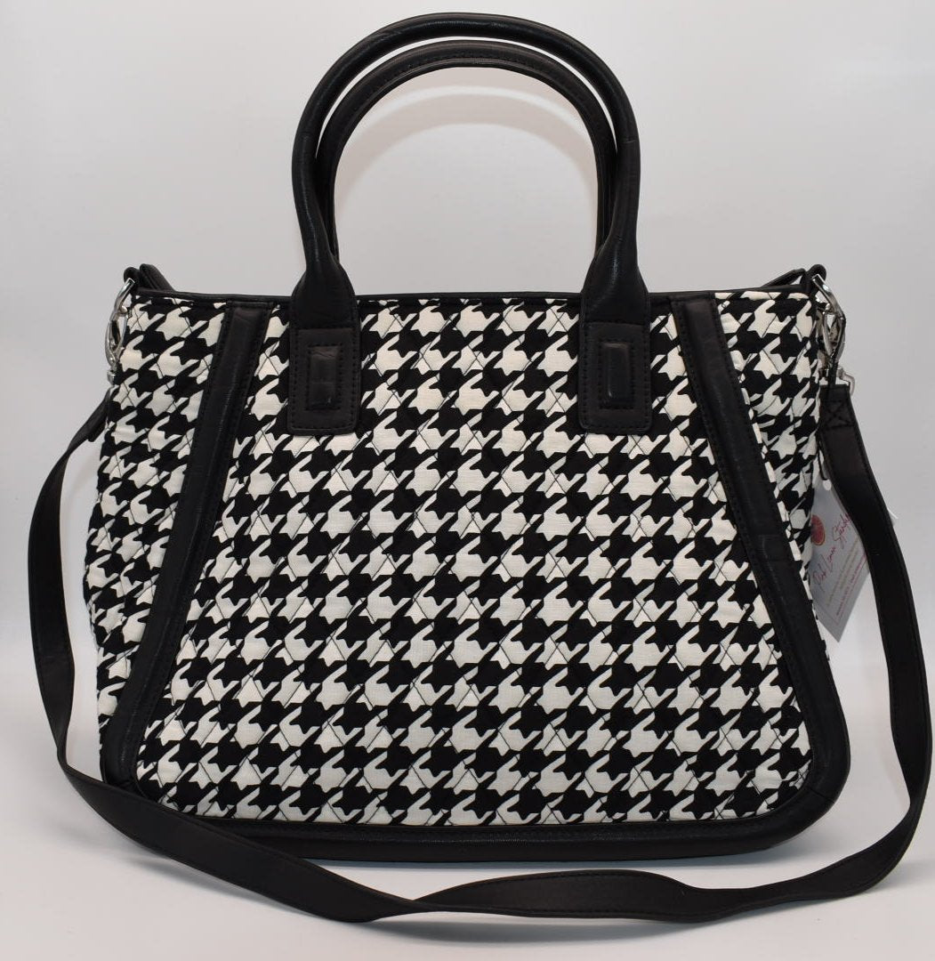 Vera Bradley Trimmed Trapeze Satchel Bag in Houndstooth Pattern