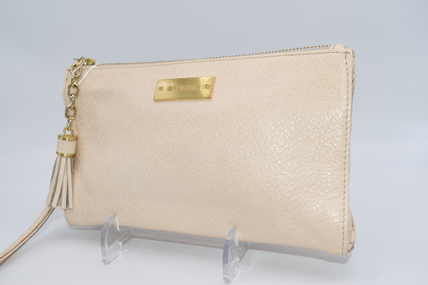 Brahmin Daisy Wristlet in Cream Smooth Leather