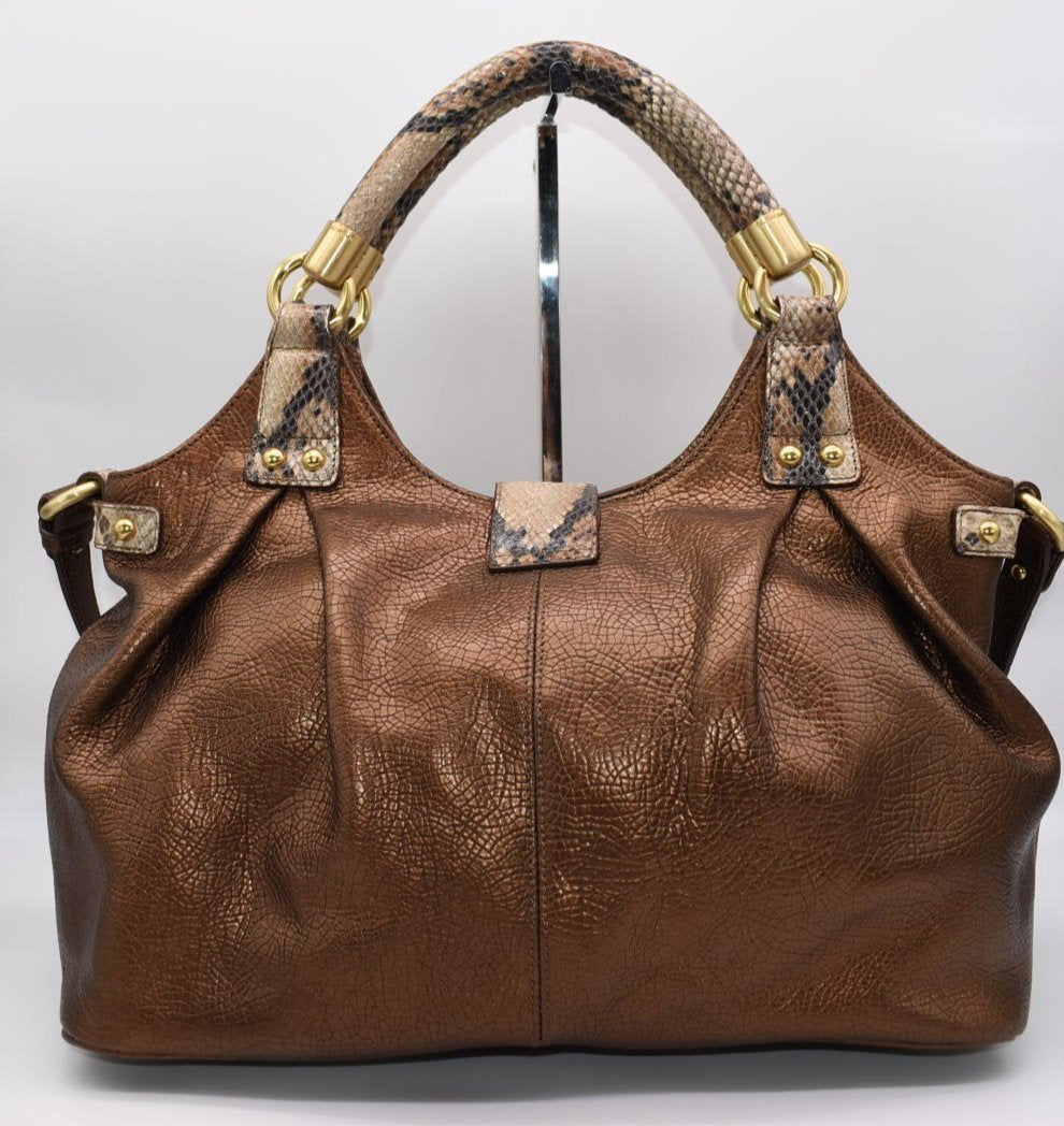 Brahmin Bronze, Brown sold Croc Leather Handbag