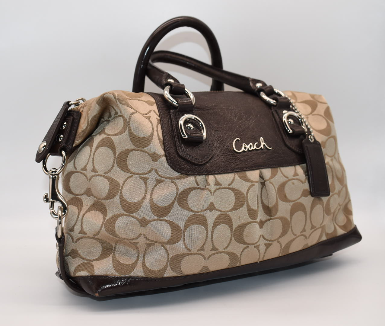 Coach Signature Canvas & Leather Ashley Satchel Bag