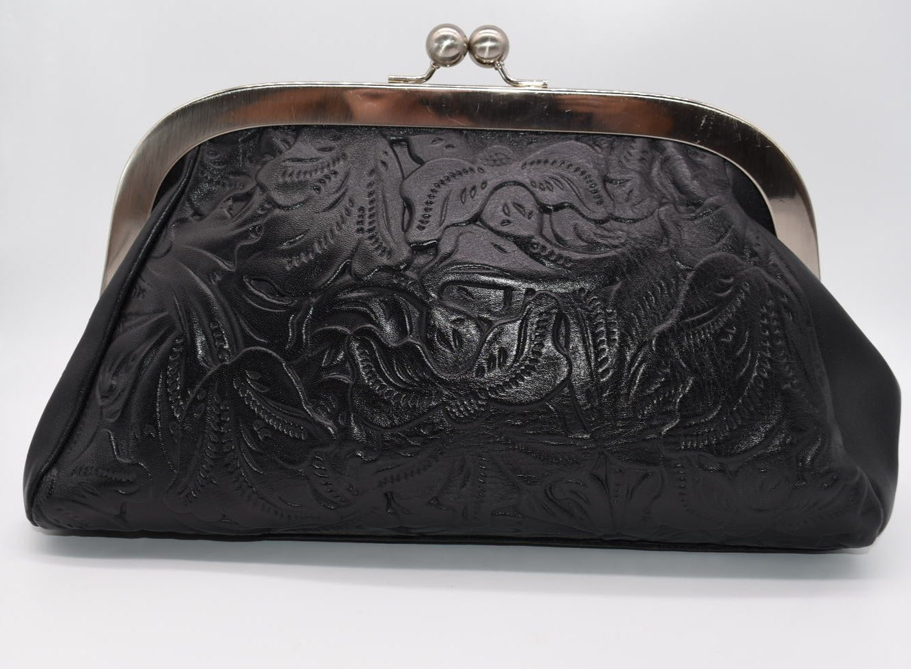 Patricia Nash Mia Frame Bag in Tooled Black Leather