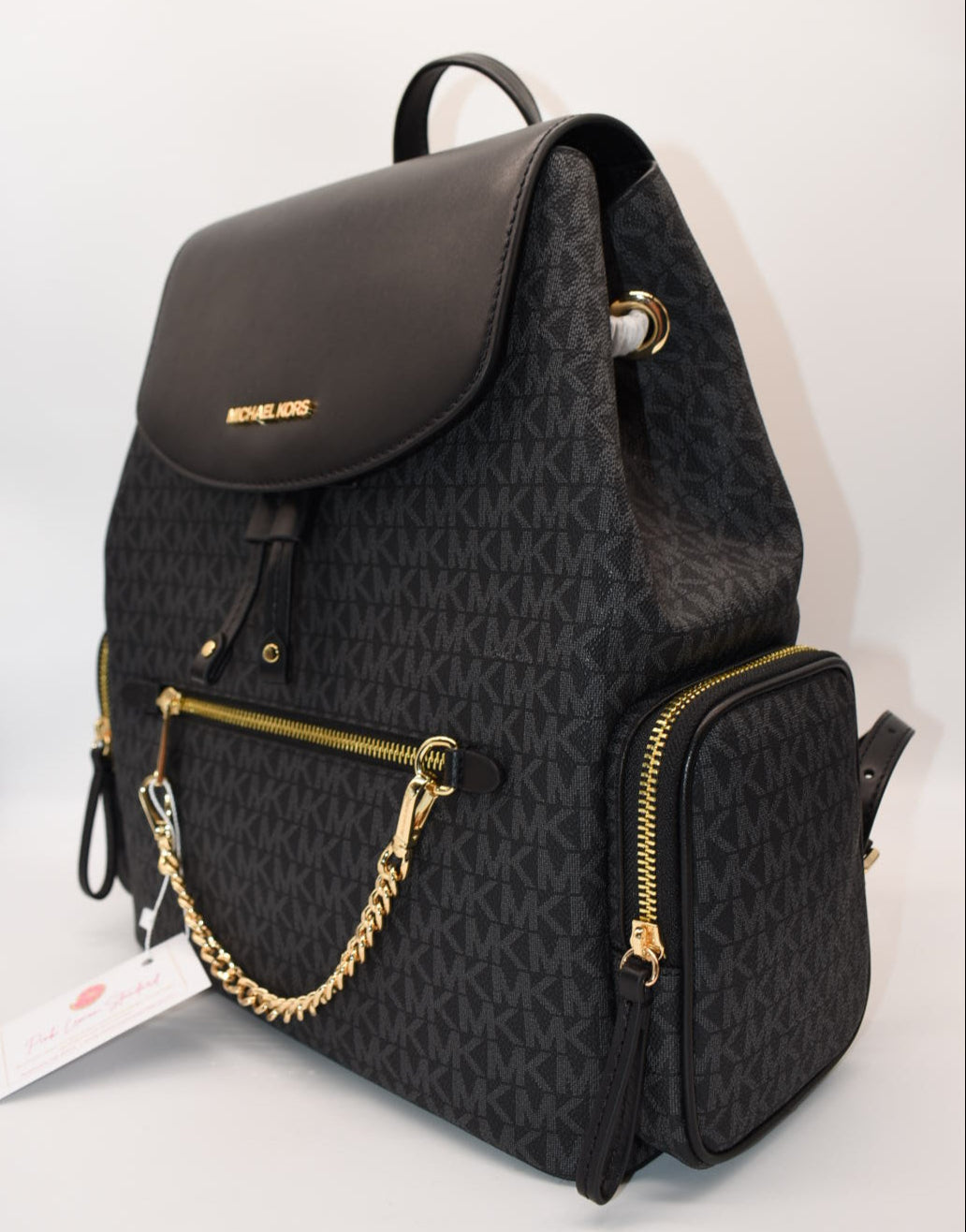 Michael Kors Jet Set Large Chain Logo Backpack in Black