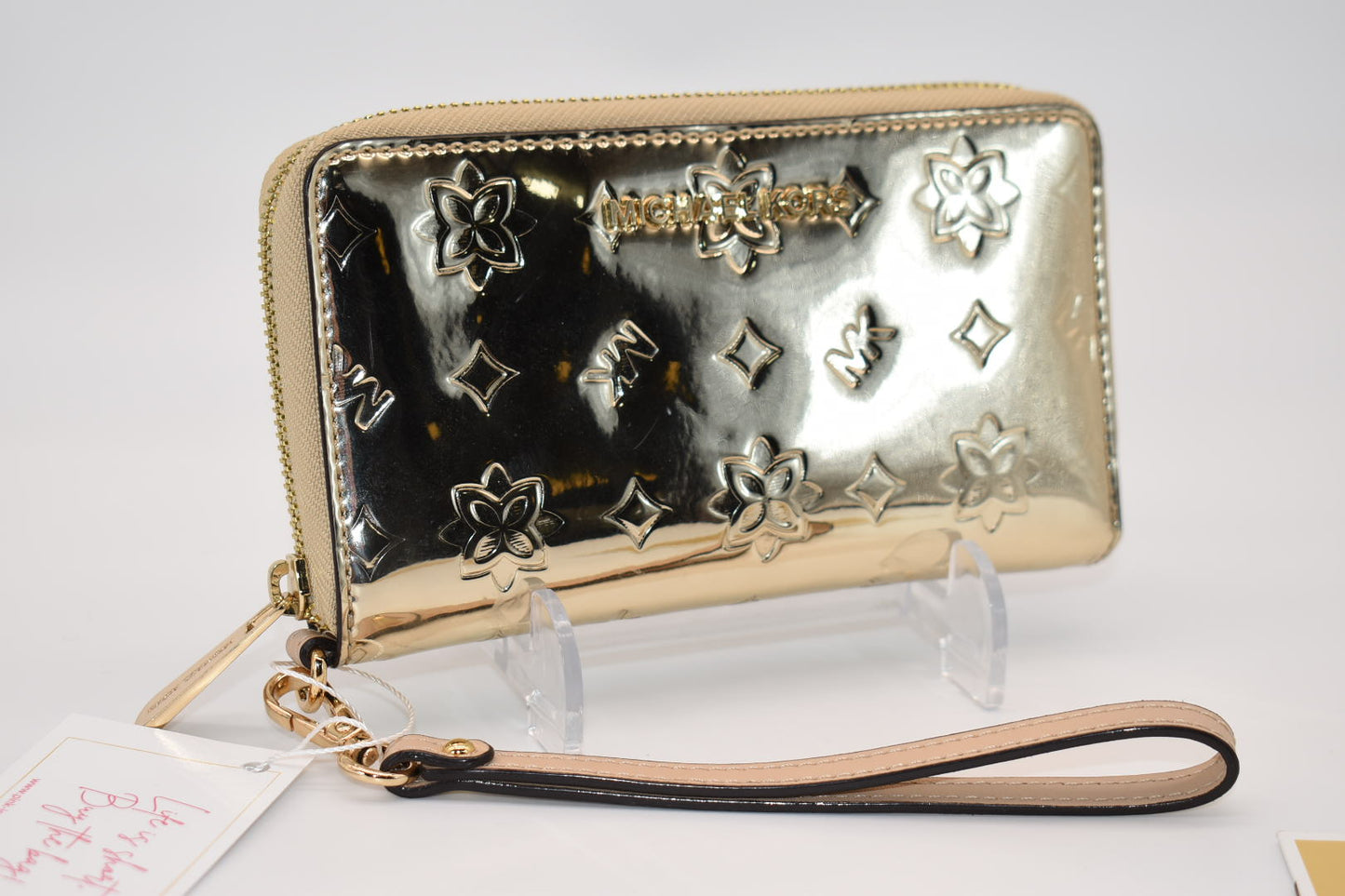 Michael Kors Jet Set Large Smartphone Wristlet in Pale Gold