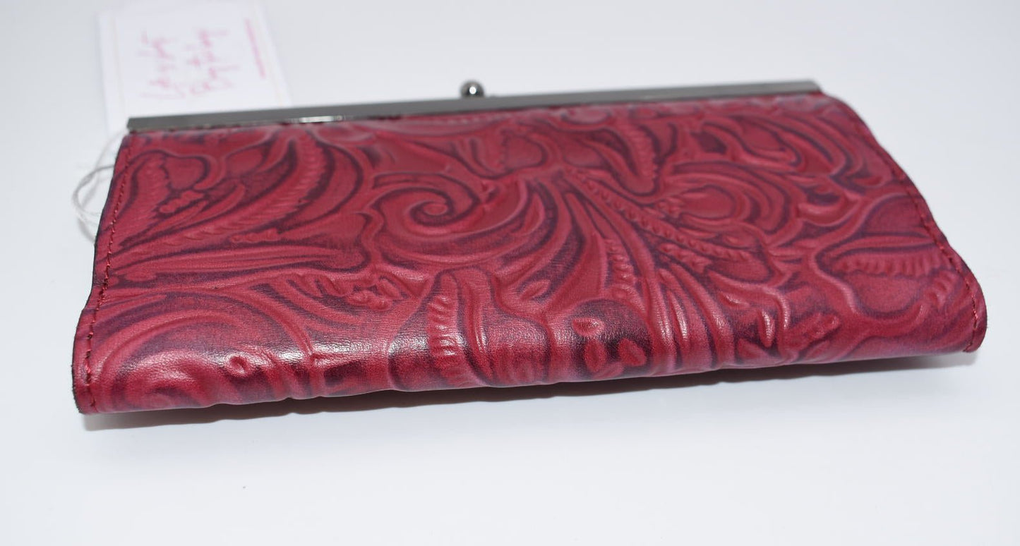 Patricia Nash Paola Tooled Leather Wallet in Raspberry