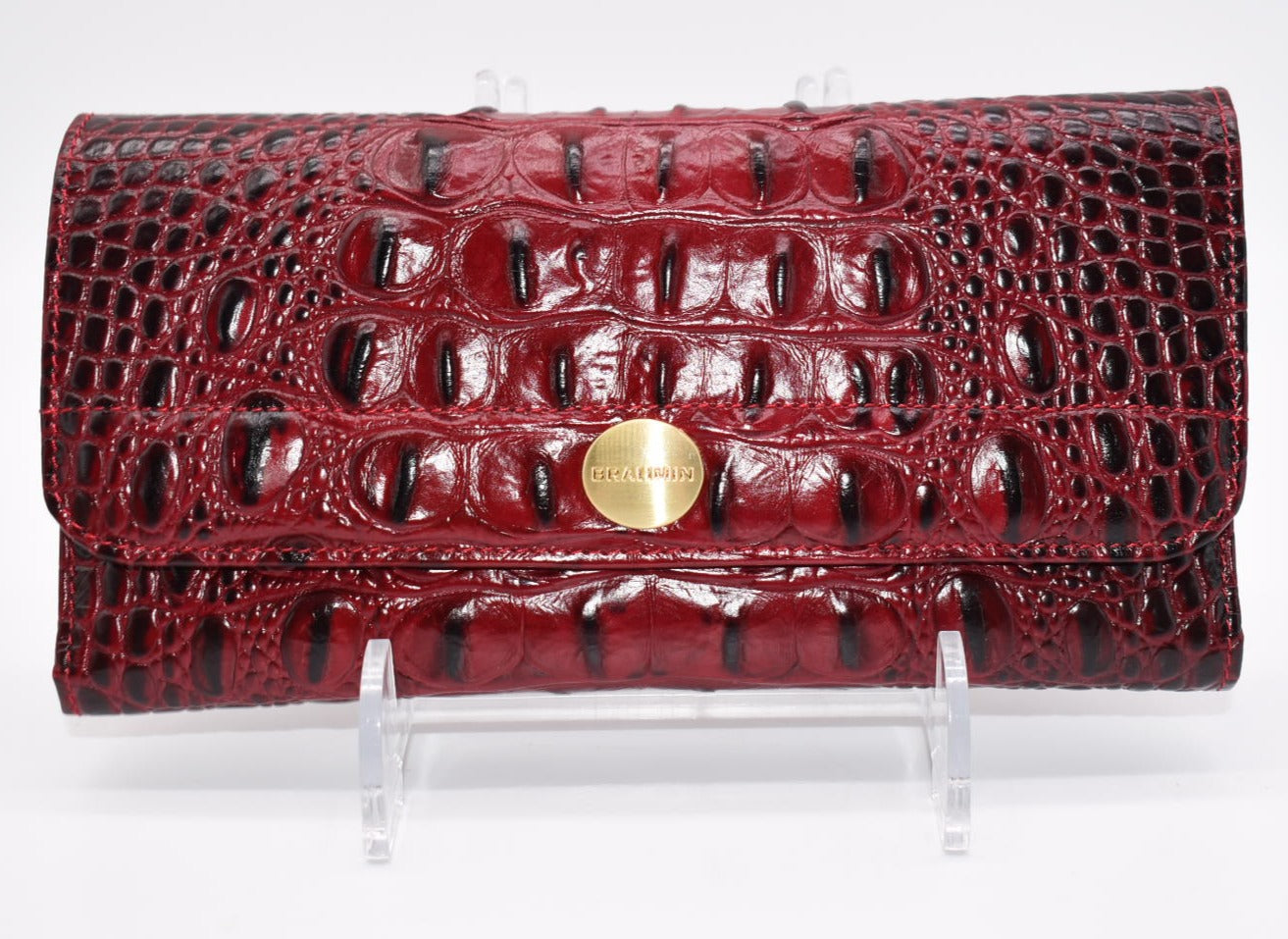 Brahmin Soft Checkbook Wallet in Crimson Melbourne