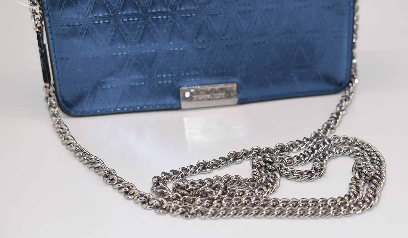 Michael Kors Jade Medium Gusset Clutch-Chain Crossbody in Steel Blue