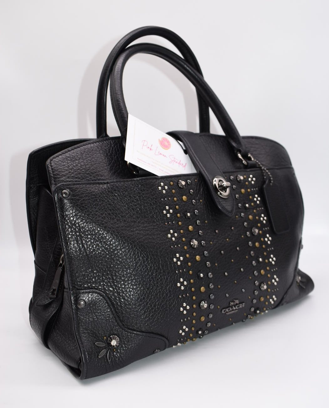 Coach Bandana Rivets Mercer Satchel 30 Bag in Polished Pebble Leather