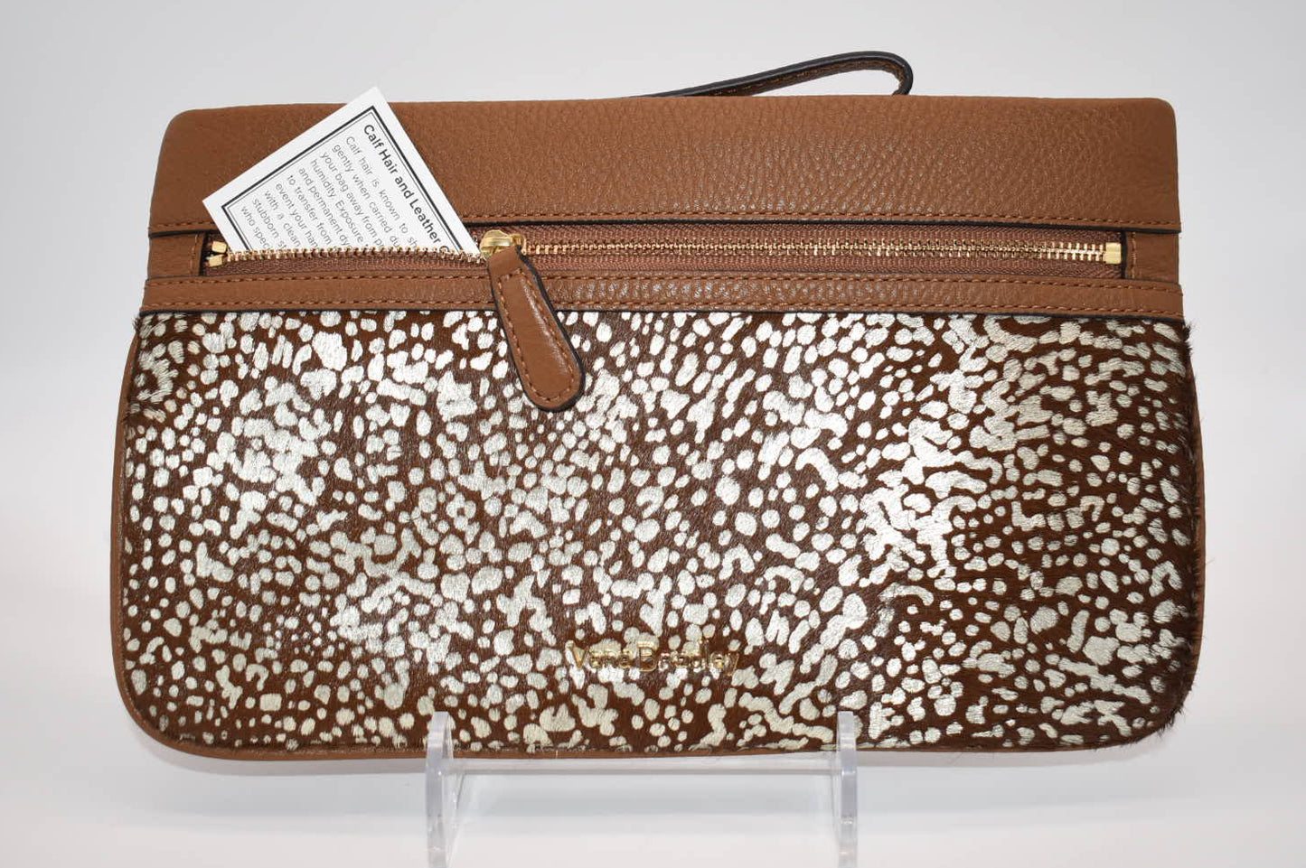 Vera Bradley Mia Leather Wristlet in "Downtown Dots" Pattern