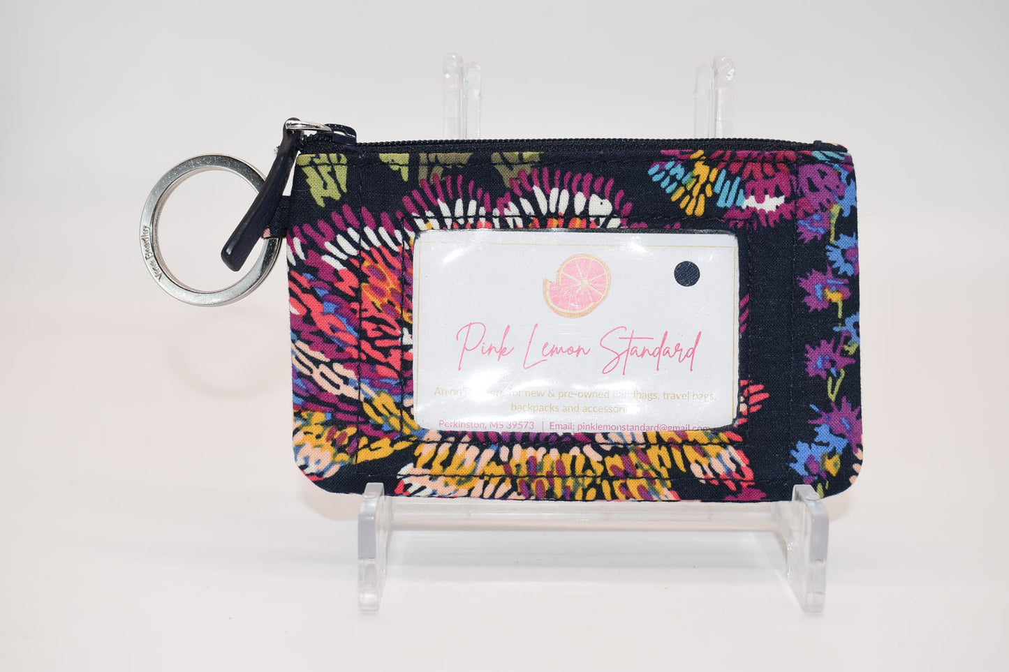 Vera Bradley Zip ID Case in "Midnight Wildflowers" Pattern