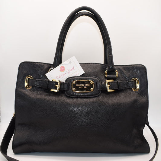 Michael Kors Hamilton Large East West Tote Bag in Black Pebble Leather