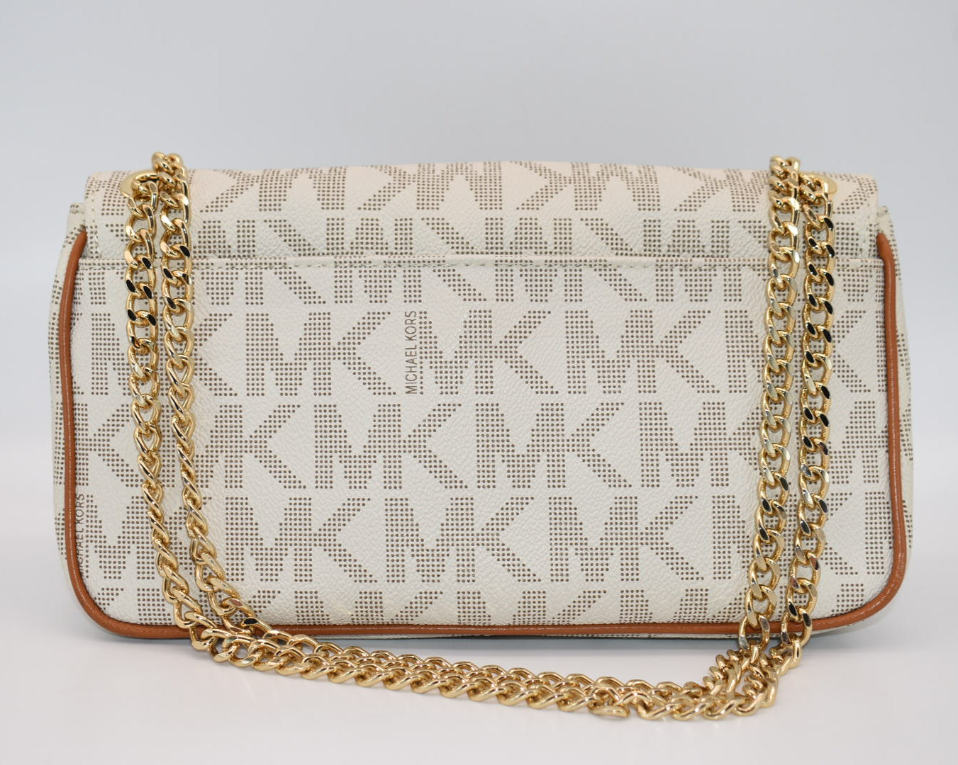 Michael Kors Hamilton Small Flap Chain Shoulder Bag in Vanilla Tan