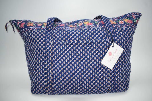 Vintage Vera Bradley Miller Travel Tote Bag in "Royal - 1992" Pattern