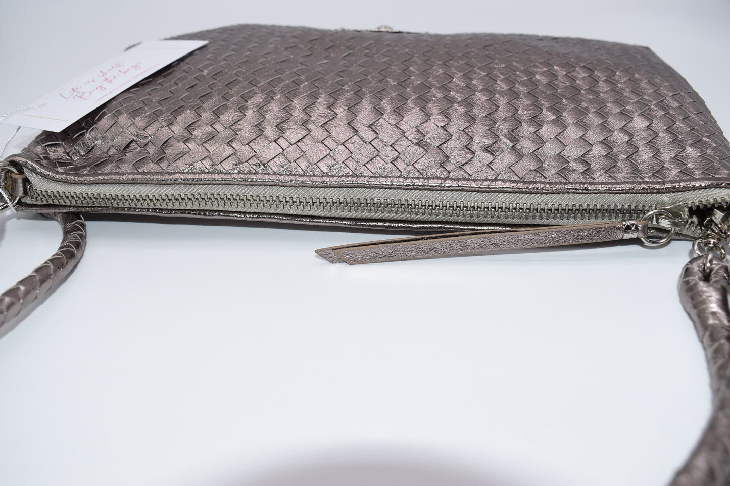 Elliot Lucca Woven Metallic Silver Convertible Shoulder Bag