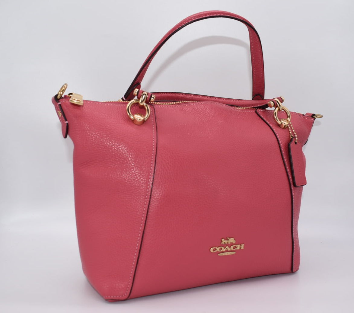 COACH C6840 Kacey Satchel Bag online Refined Pebble Leather Powder Pink Wine Multi Tote