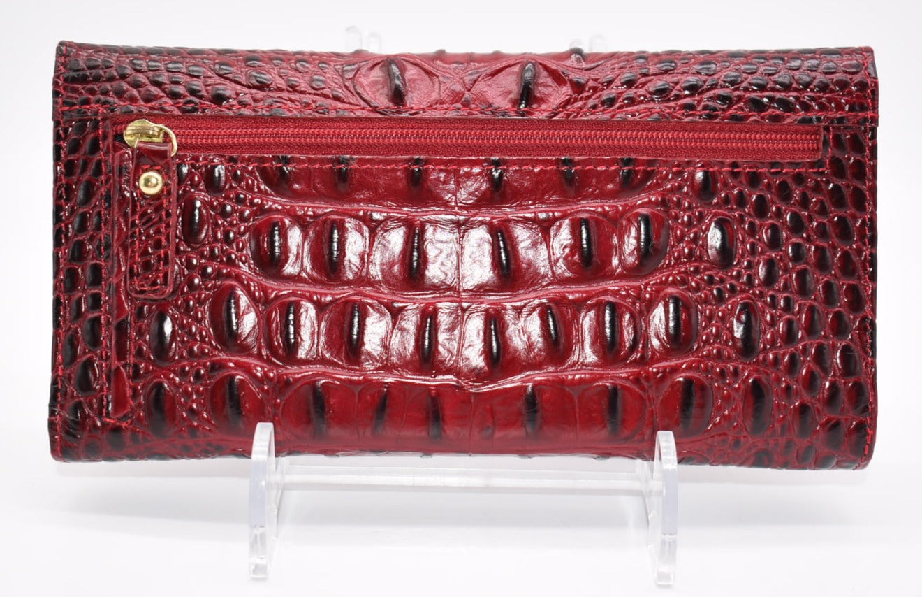 Brahmin Soft Checkbook Wallet in Crimson Melbourne