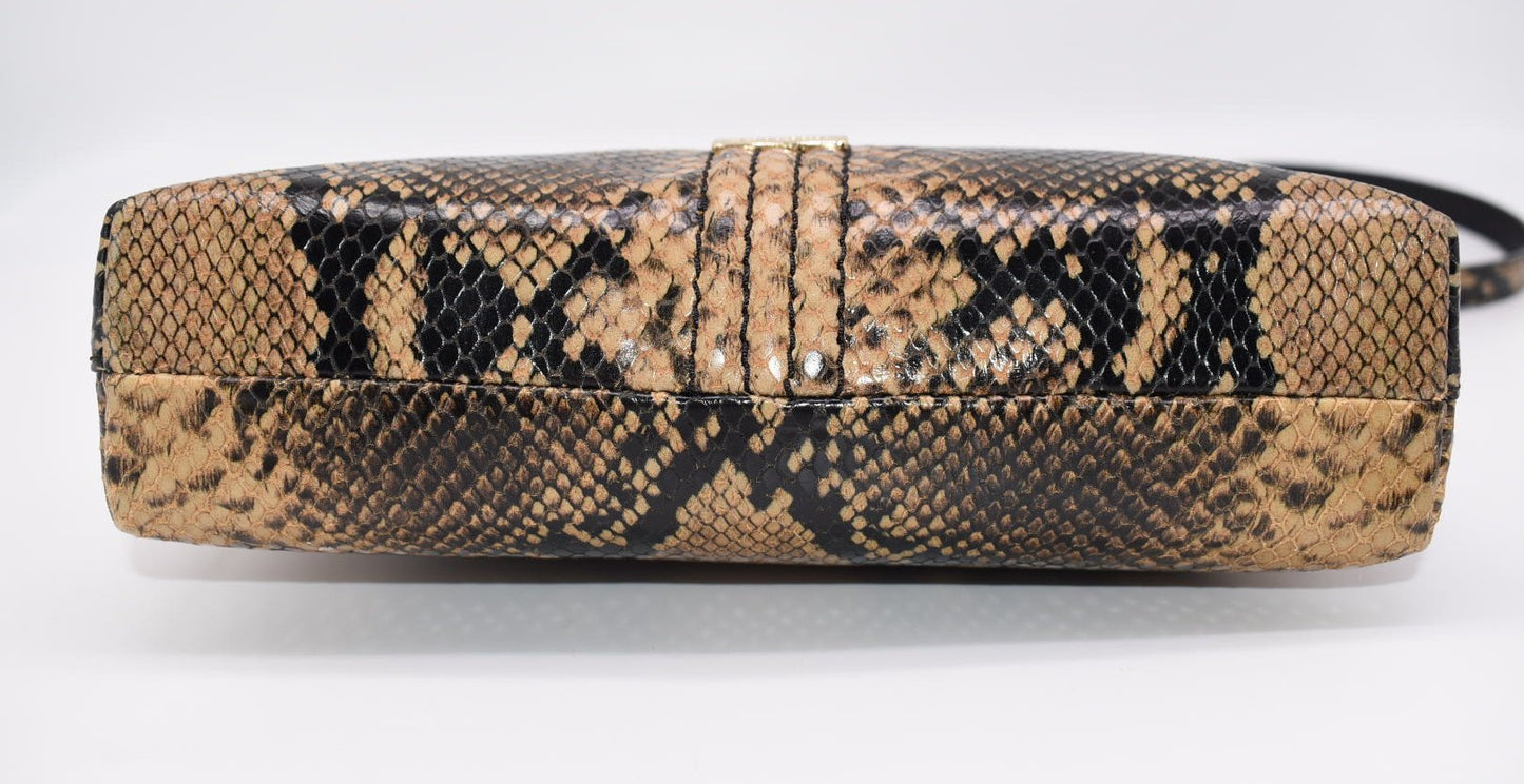 Brahmin Lorelei Python Embossed Leather in "Coffee Felix"