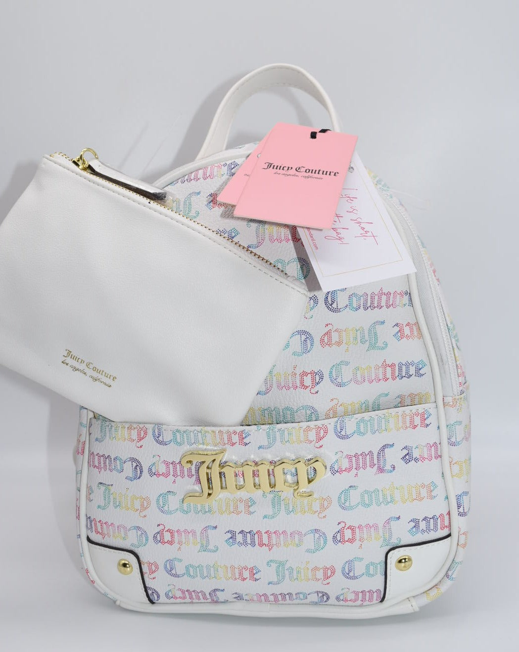 Juicy Couture Pullout Pouch Backpack in Multi White